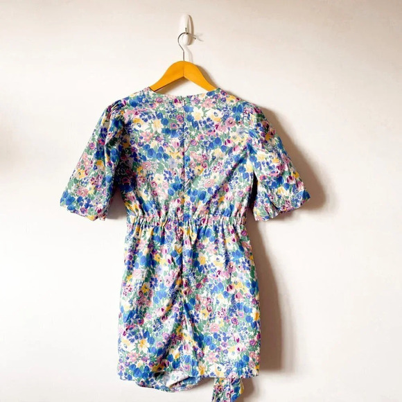 En Saison Ruched Floral Puff Sleeve Mini Day Dress Sz Small - Picture 6 of 8